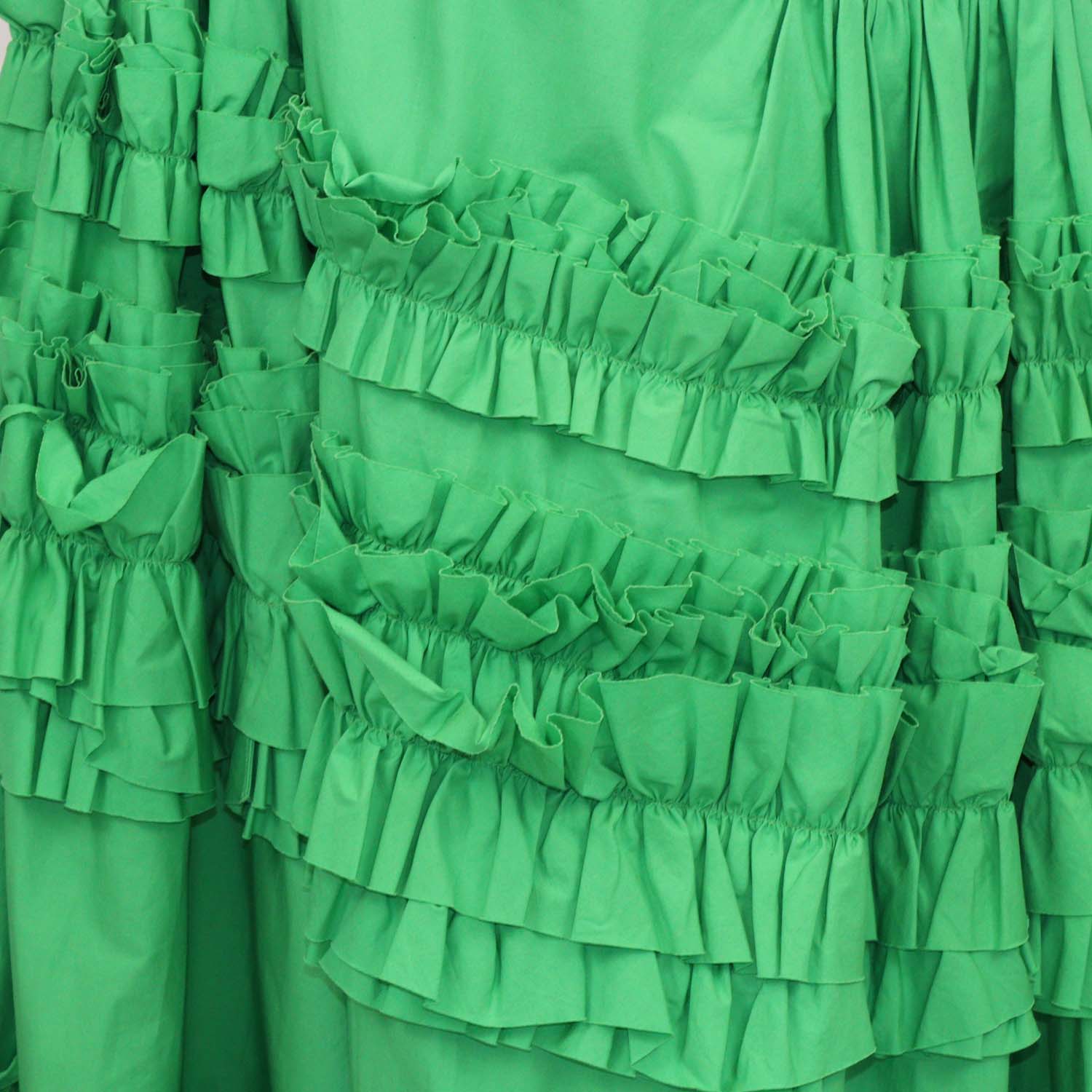 Molly Goddard Green Cotton Ruffled Midi Skirt