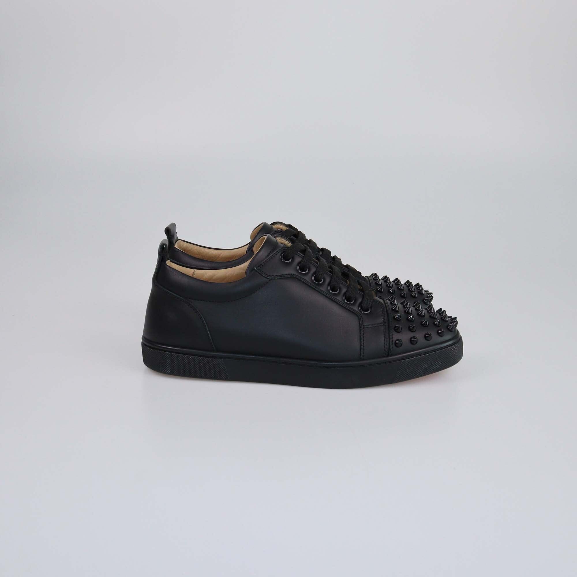 Christian Louboutin Black Louis Junior Spikes Low Top Sneakers