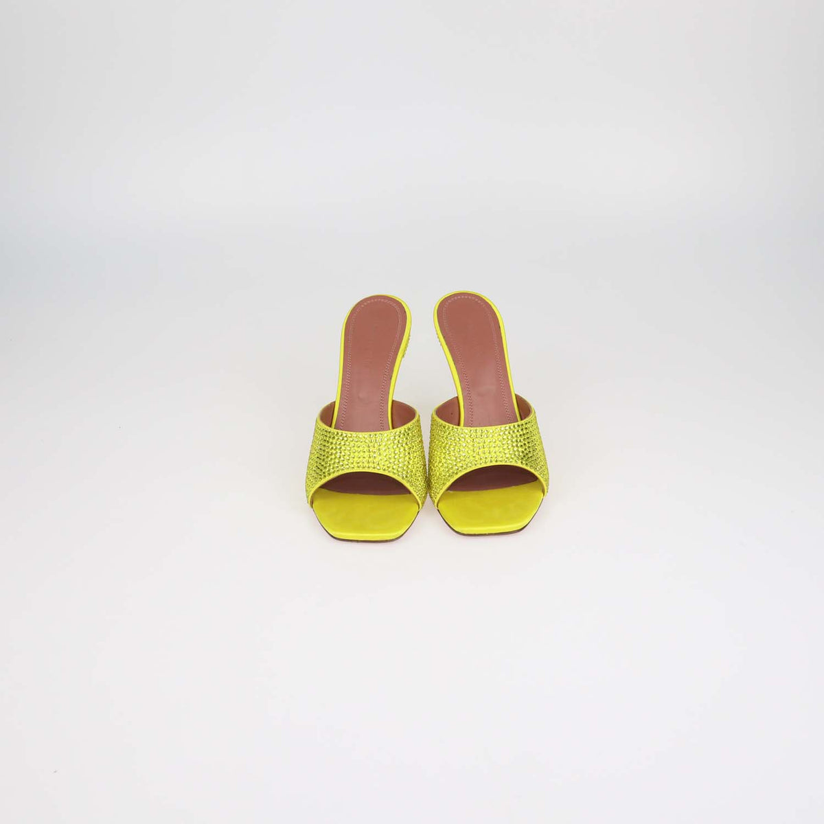 Amina Muaddi Citrine Yellow Crystal Lupita Mule Sandals