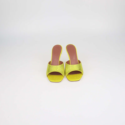 Amina Muaddi Citrine Yellow Crystal Lupita Mule Sandals