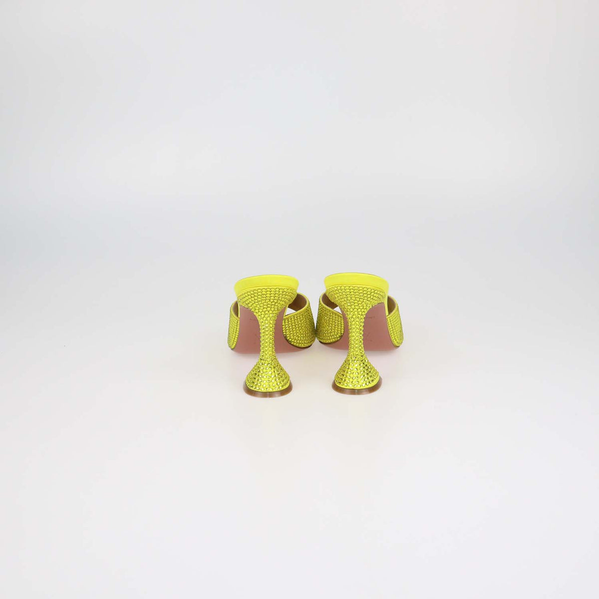 Amina Muaddi Citrine Yellow Crystal Lupita Mule Sandals