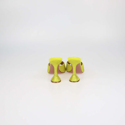 Amina Muaddi Citrine Yellow Crystal Lupita Mule Sandals