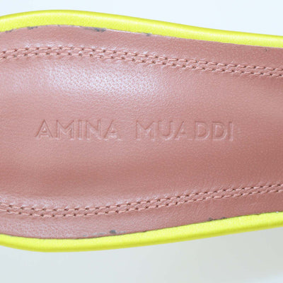 Amina Muaddi Citrine Yellow Crystal Lupita Mule Sandals