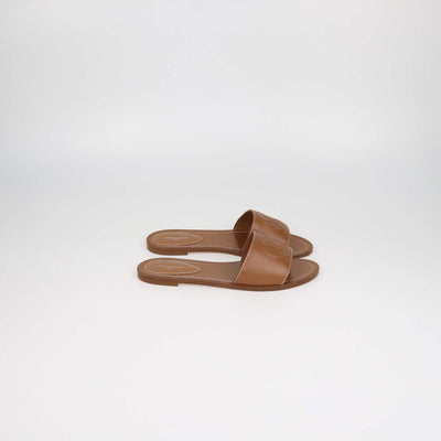Louis Vuitton Brown Leather Lock It Flat Sandals