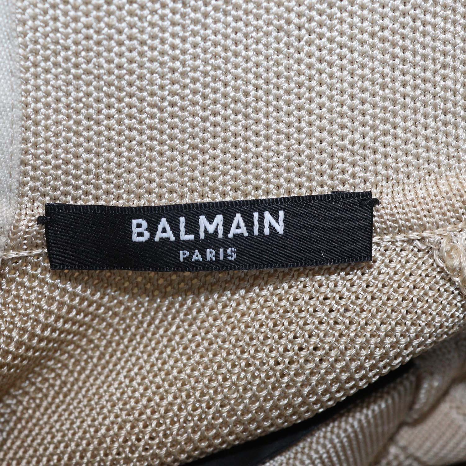 Balmain Beige Viscose Knitted Short Sleeve Mini Dress