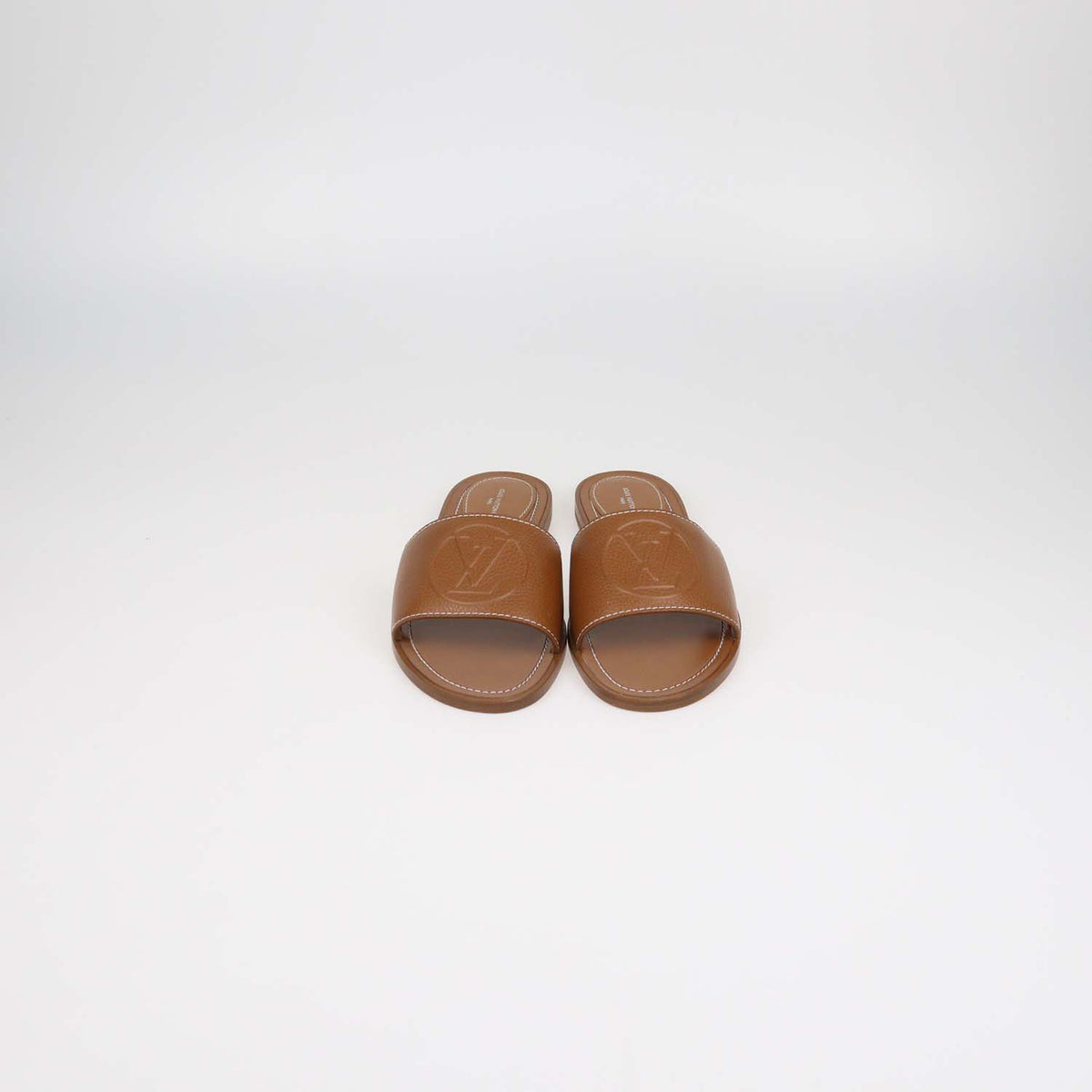 Louis Vuitton Brown Leather Lock It Flat Sandals