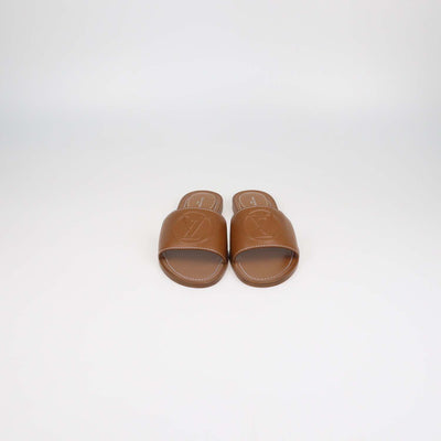 Louis Vuitton Brown Leather Lock It Flat Sandals