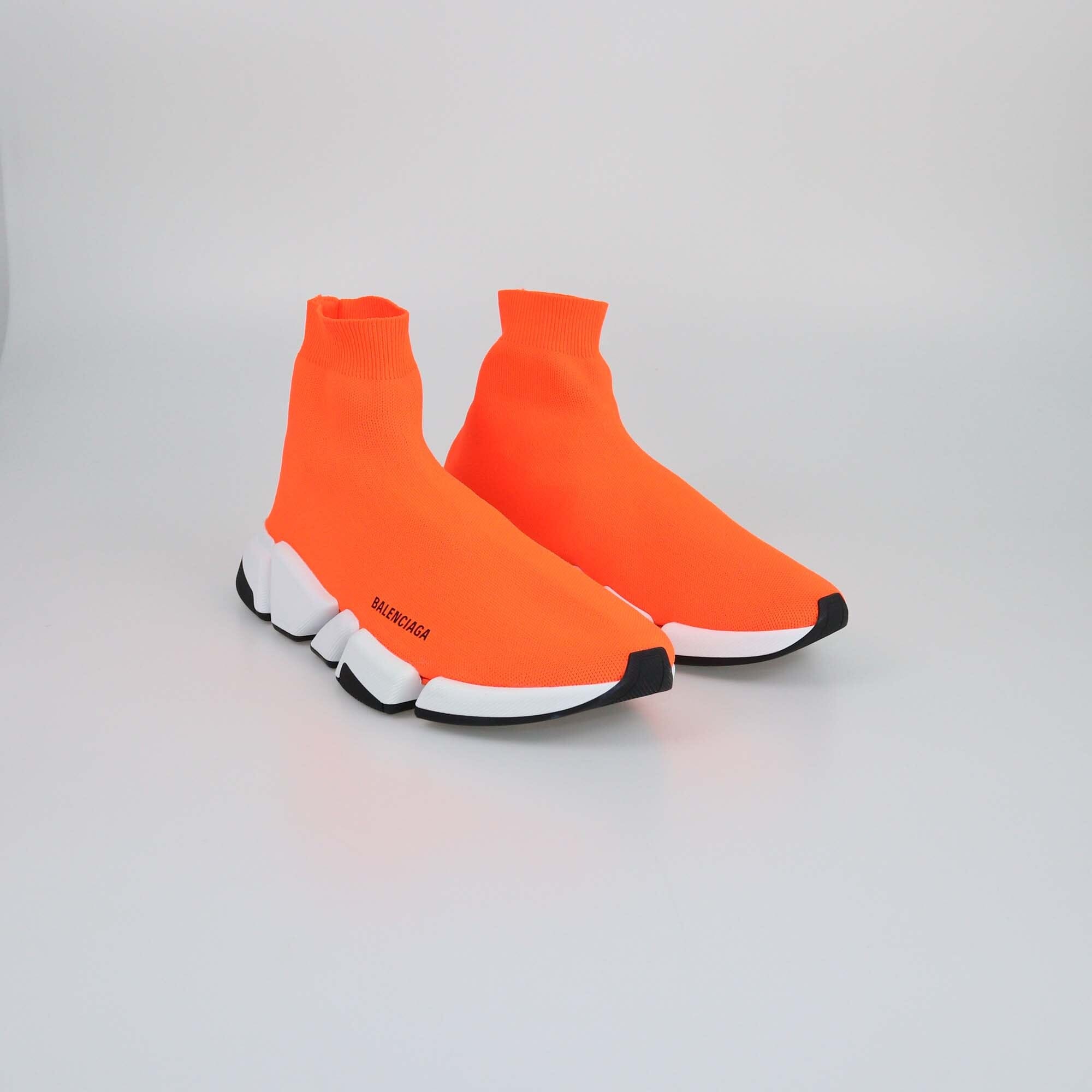 Balenciaga Neon Orange Speed 2.0 Sock Sneakers Mens Balenciaga 