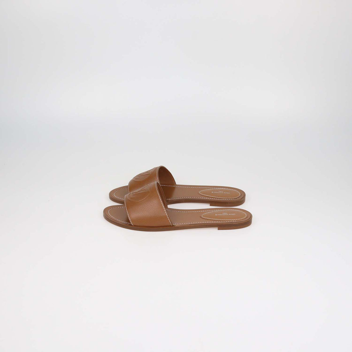 Louis Vuitton Brown Leather Lock It Flat Sandals