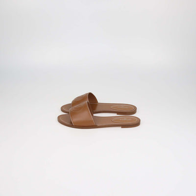 Louis Vuitton Brown Leather Lock It Flat Sandals