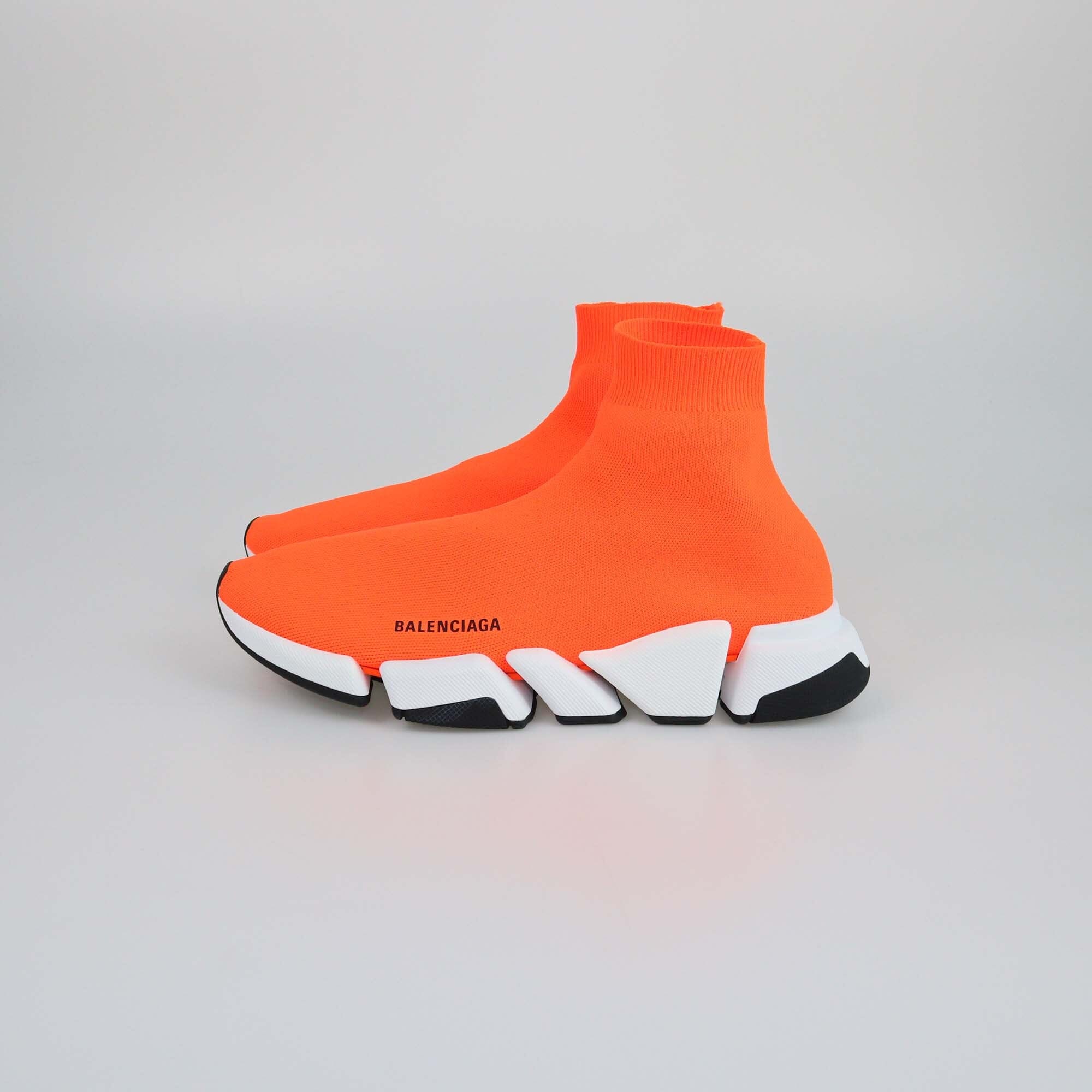 Balenciaga Neon Orange Speed 2.0 Sock Sneakers Mens Balenciaga 