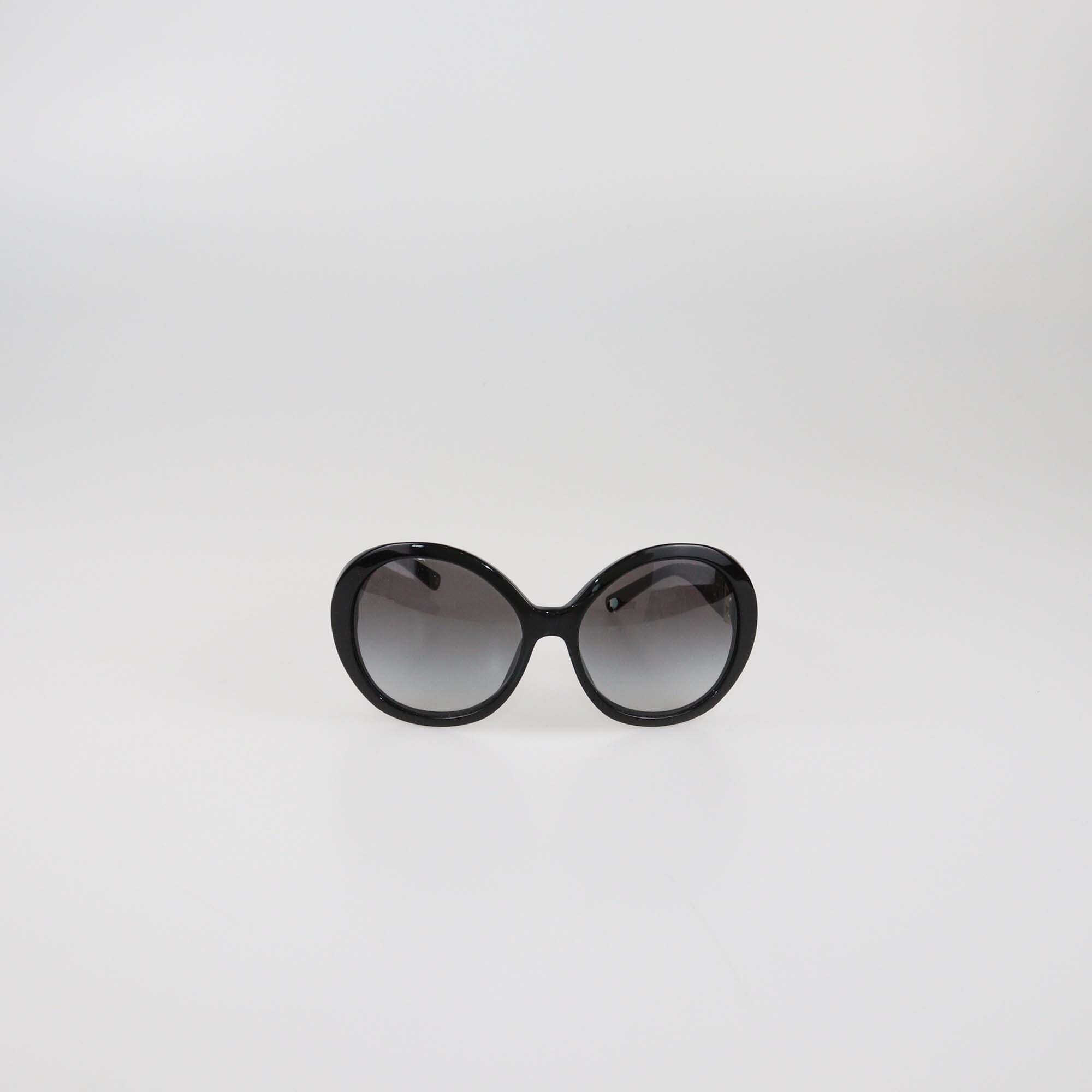 Chanel Black Gradient Pearl Round Sunglasses Womens Chanel 
