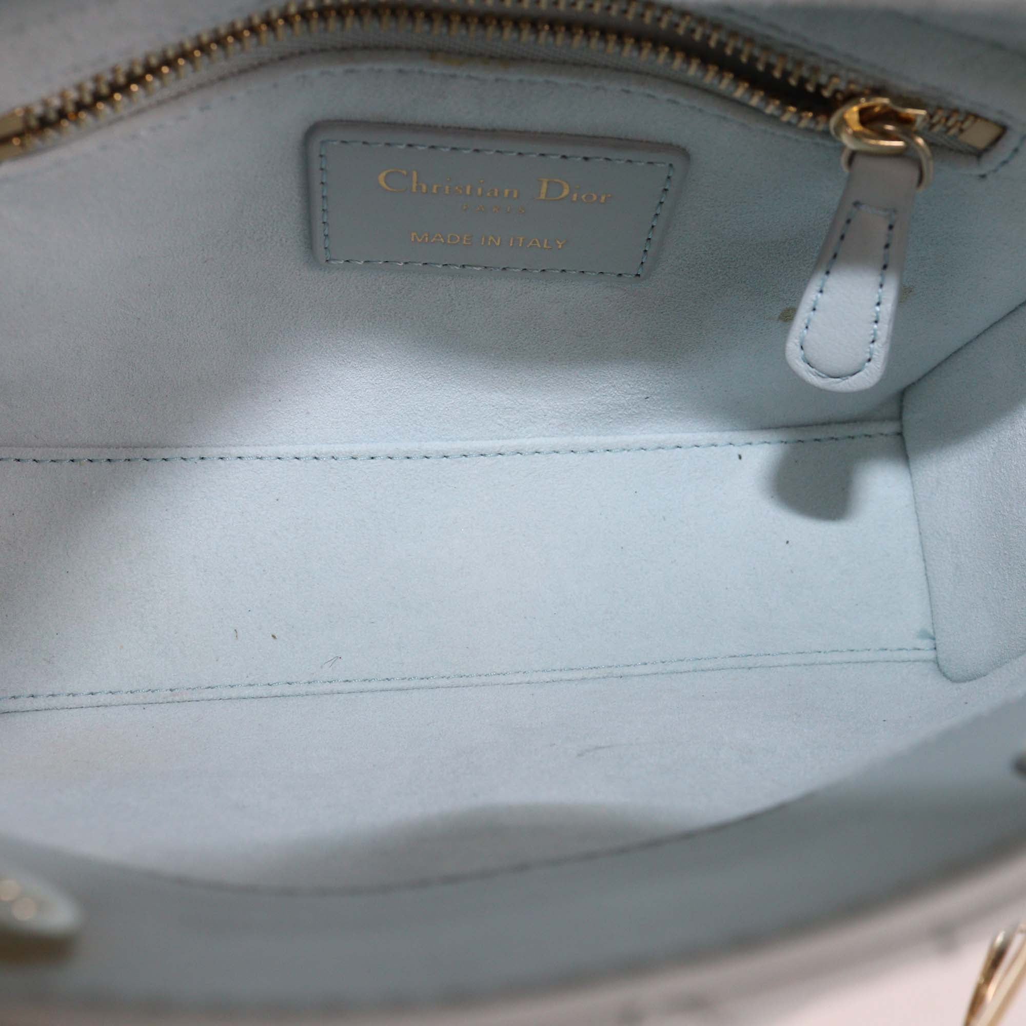 Christian Dior Mint Green Cannage Leather Mini Lady Dior Tote