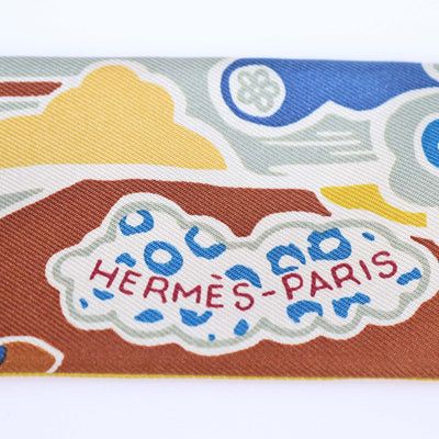 Hermes Multicolor Silk Bingata Twilly Scarf