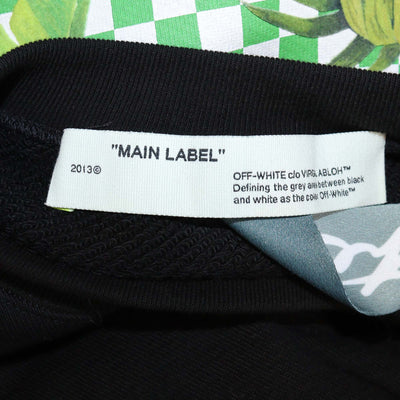 Off-White Black Floral Print Leaf Cotton Long Sleeve Sweatshirt