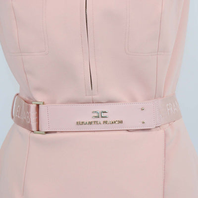 Elisabetta Franchi Pink Crepe Belt Sleeveless Dress