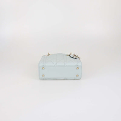 Christian Dior Mint Green Cannage Leather Mini Lady Dior Tote