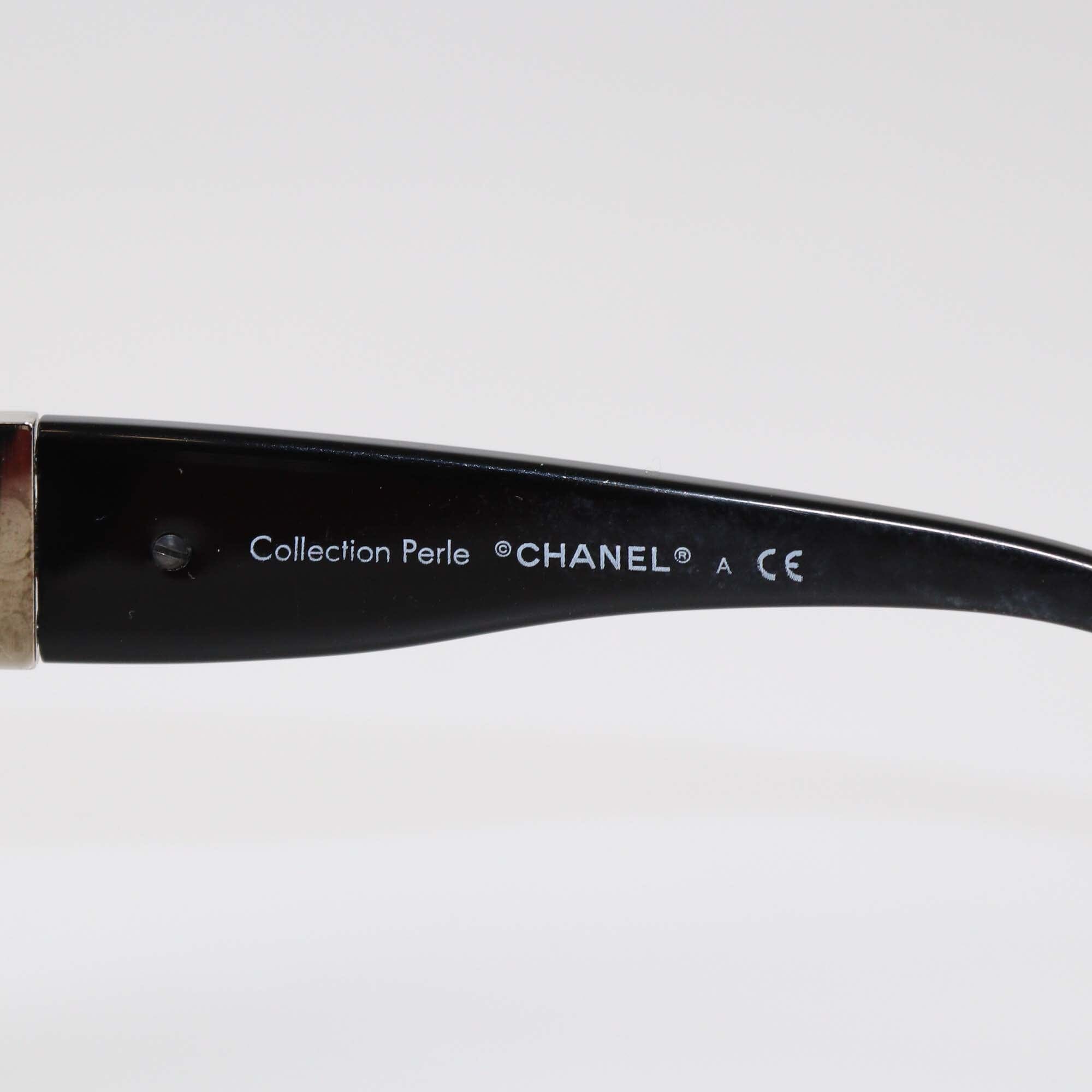 Chanel Black Gradient Pearl Round Sunglasses Womens Chanel 