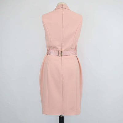 Elisabetta Franchi Pink Crepe Belt Sleeveless Dress