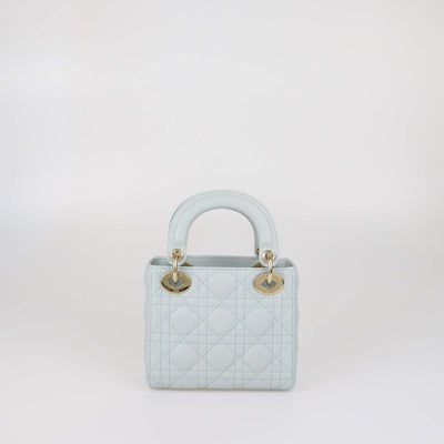 Christian Dior Mint Green Cannage Leather Mini Lady Dior Tote