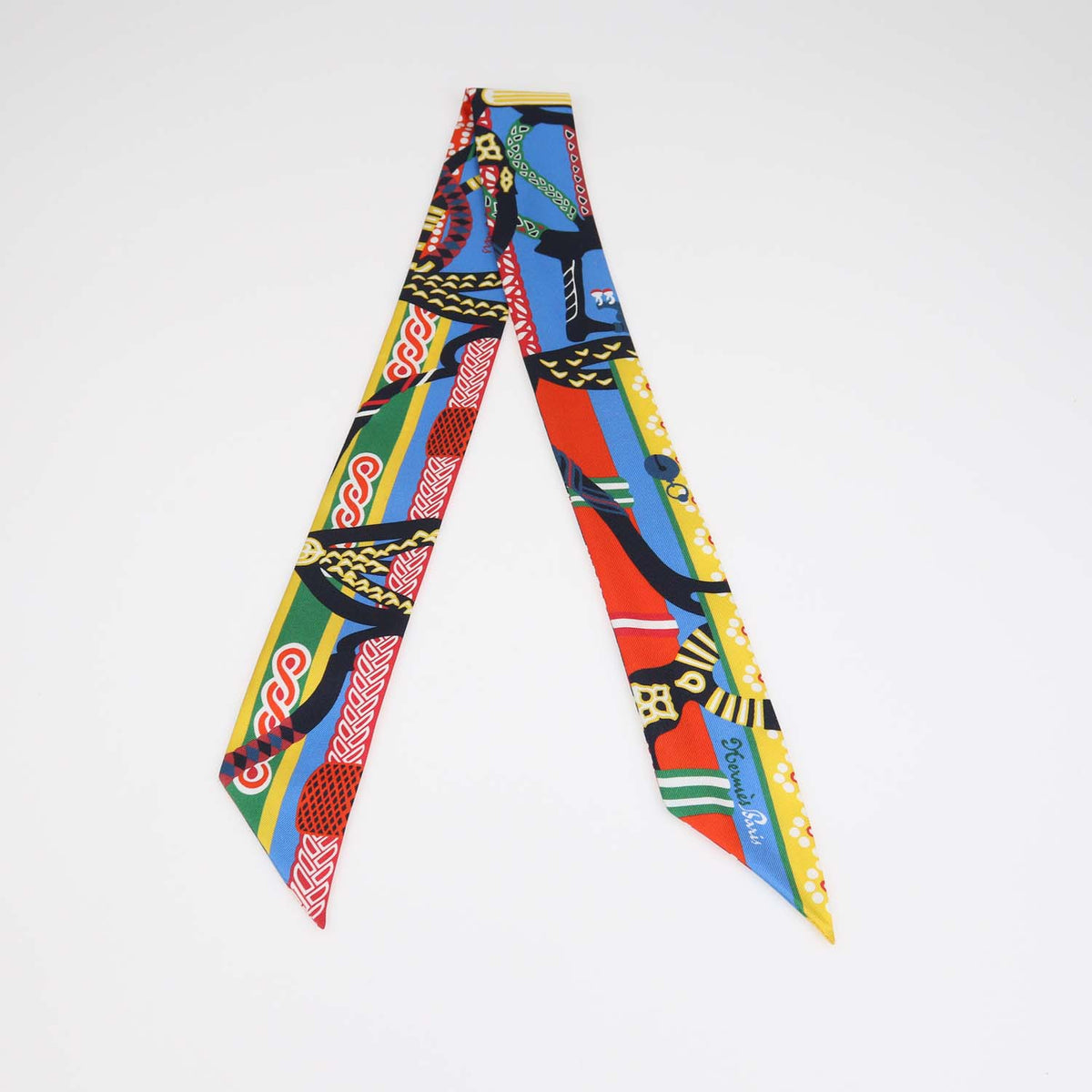 Hermes Multicolor Silk Fantaisie d'Etriers Twilly Scarf