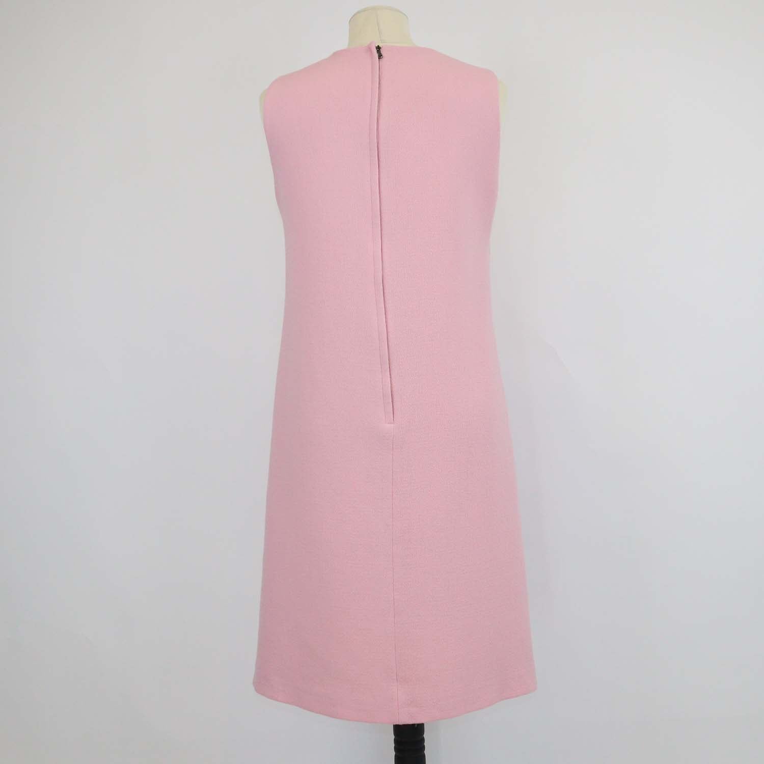 Dolce & Gabbana Pink Wool Floral Applique Midi Dress