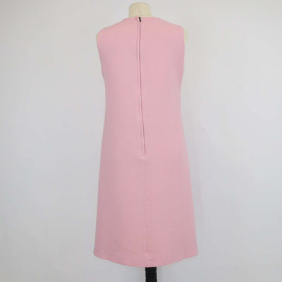 Dolce & Gabbana Pink Wool Floral Applique Midi Dress