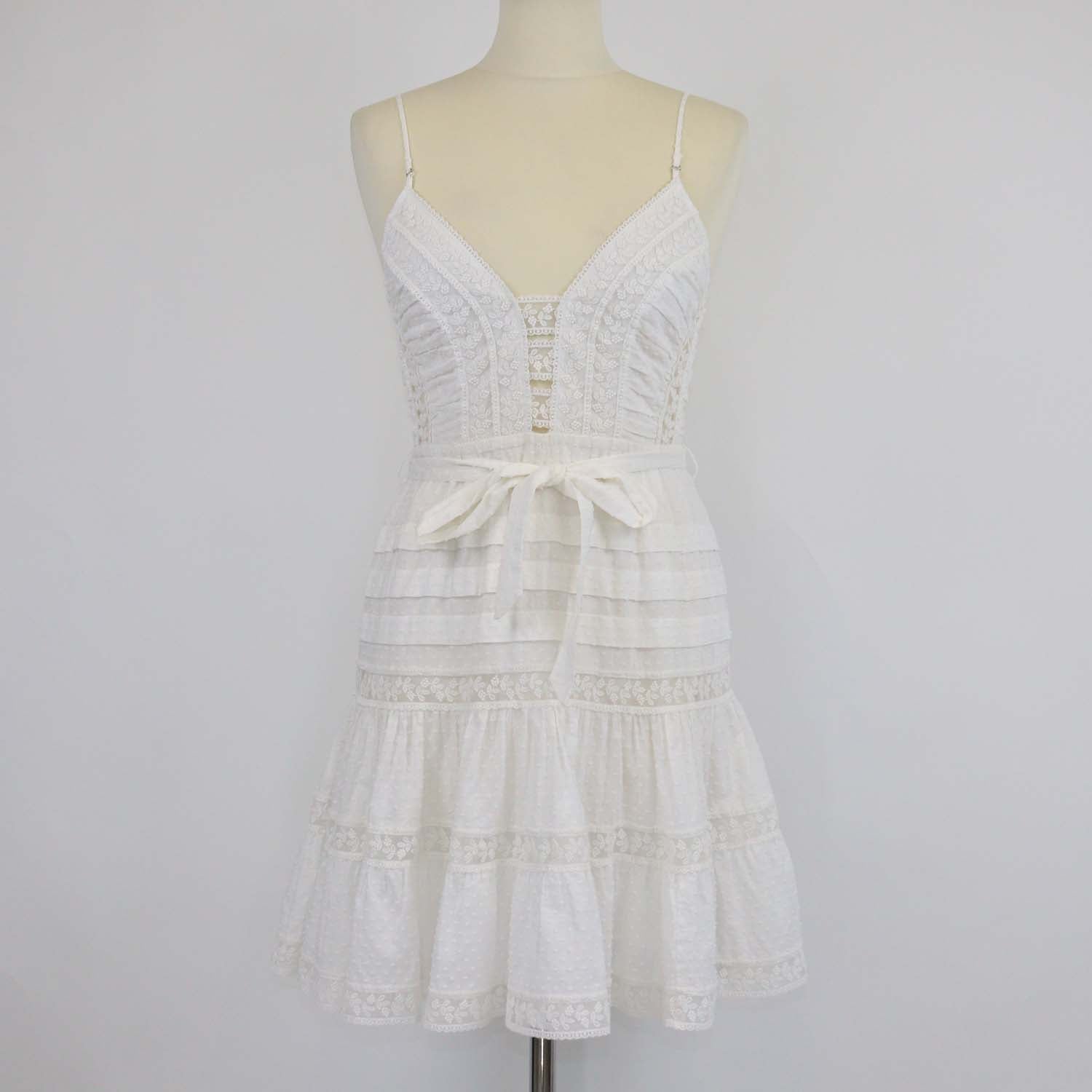 Zimmermann White Cotton Lace Paneled Mini Dress