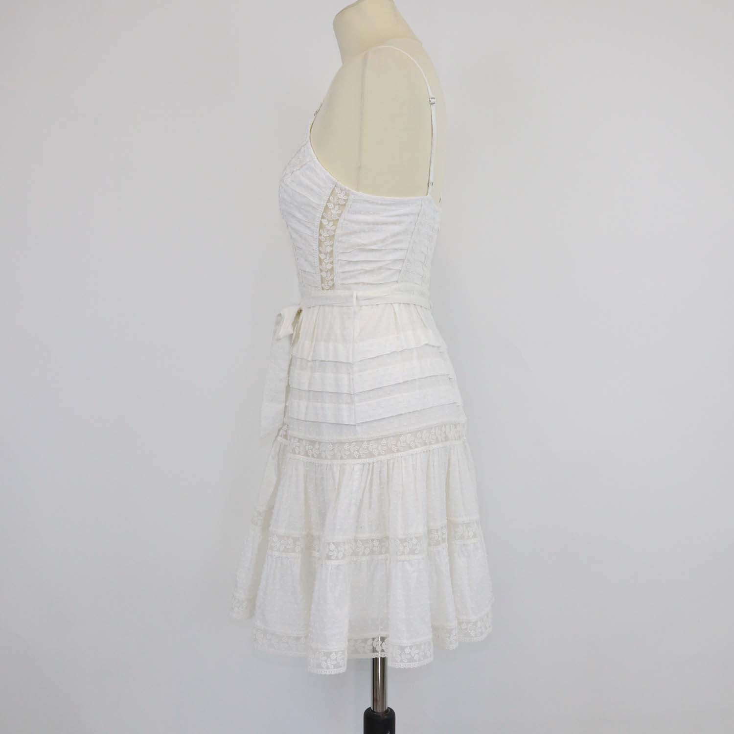 Zimmermann White Cotton Lace Paneled Mini Dress