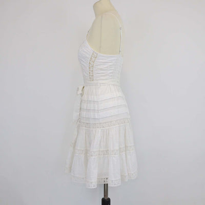 Zimmermann White Cotton Lace Paneled Mini Dress