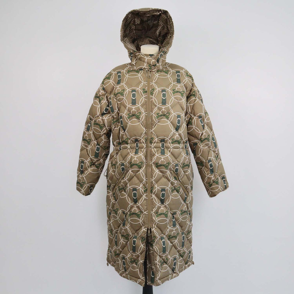 Hermes Vert Gobi Polyester La Promenade du Matin Remix Reversible Puffer Down Coat