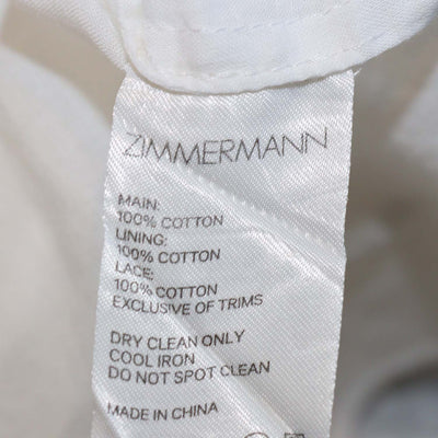 Zimmermann White Cotton Lace Paneled Mini Dress