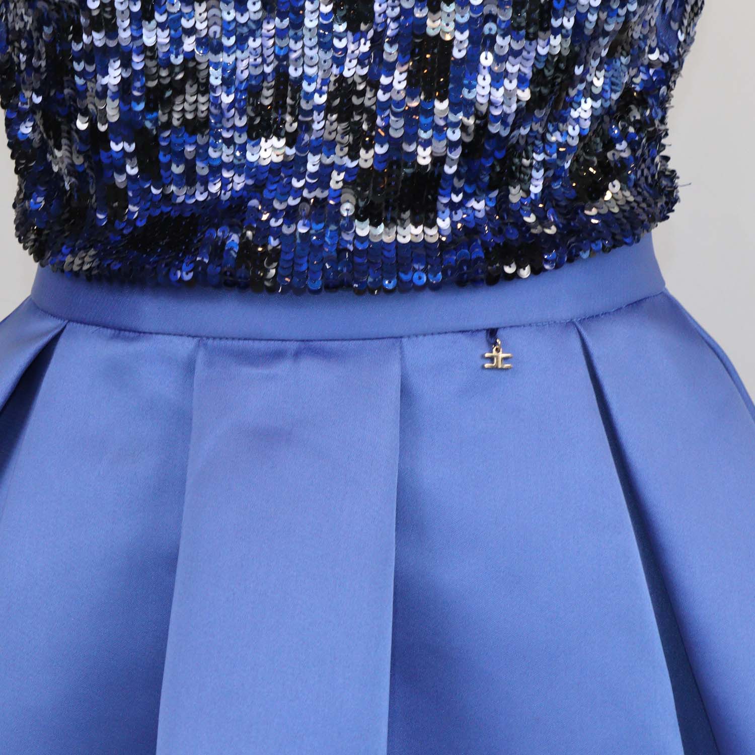 Elisabetta Franchi Blue/Black Polyamide Sequined Mini Dress