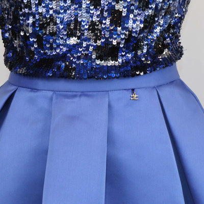 Elisabetta Franchi Blue/Black Polyamide Sequined Mini Dress