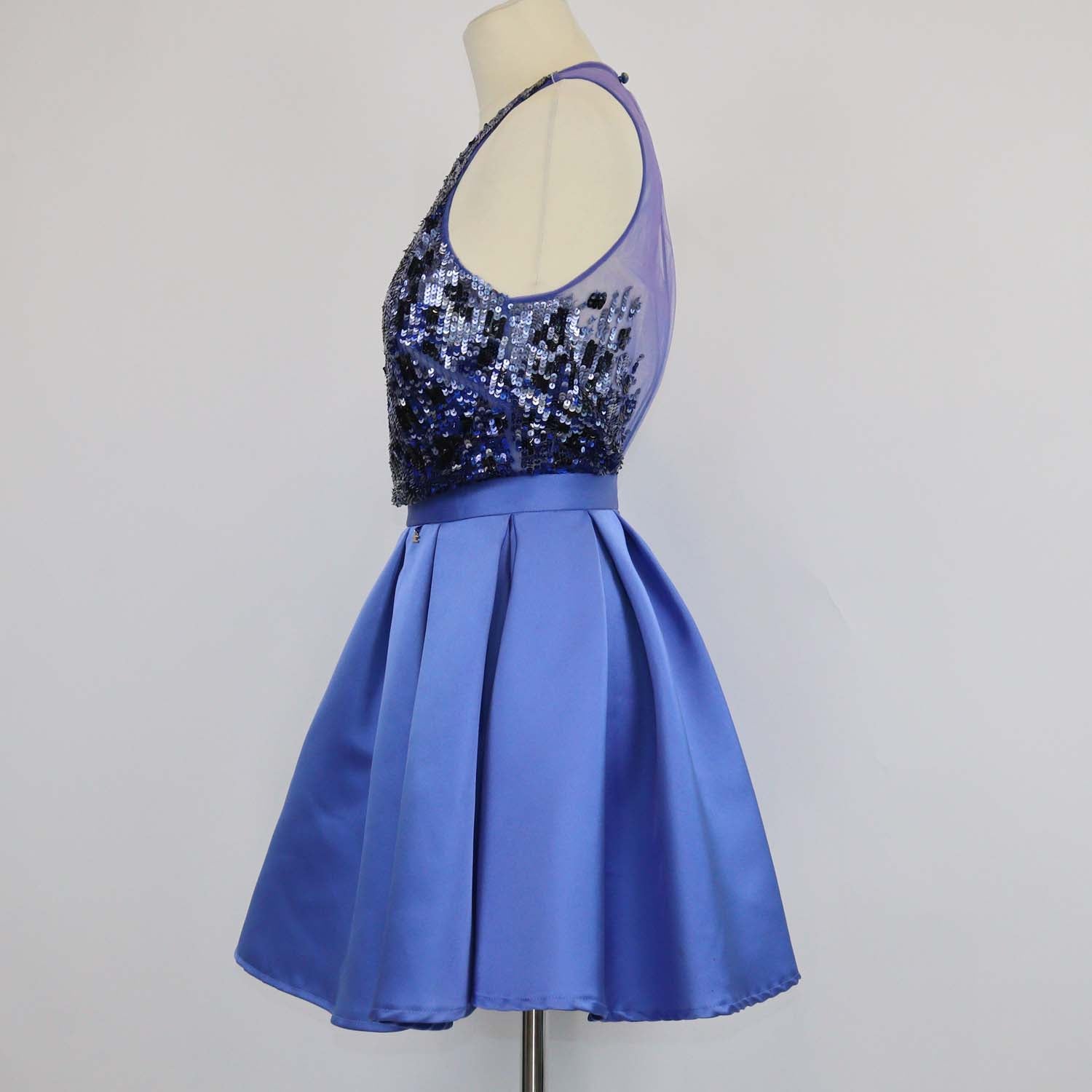 Elisabetta Franchi Blue/Black Polyamide Sequined Mini Dress