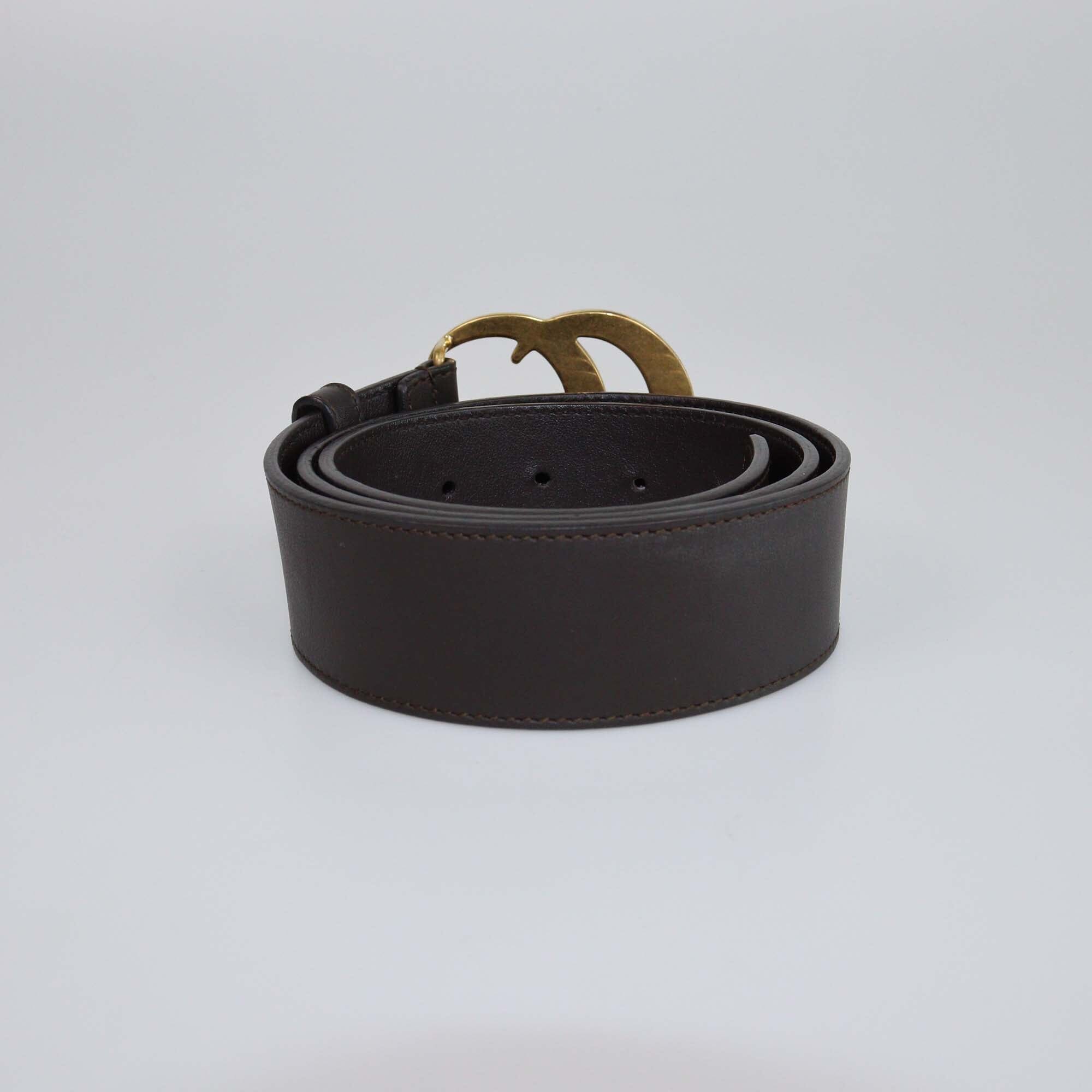 Gucci Dark Brown Double G Reversible Belt Womens Gucci 