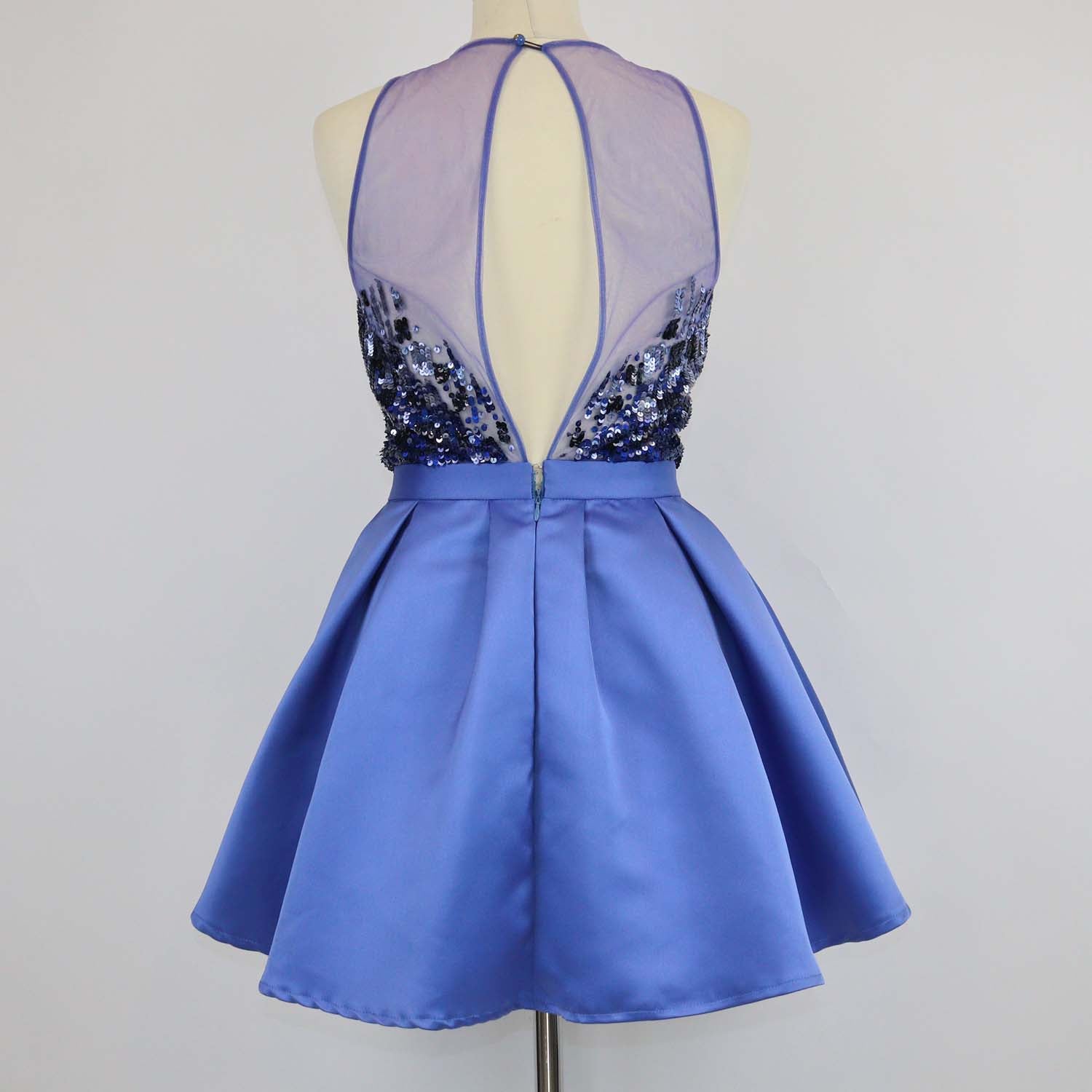Elisabetta Franchi Blue/Black Polyamide Sequined Mini Dress