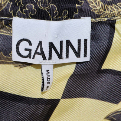 Gianni Versace Black/Gold Silk Printed Back Tie Long Sleeve Shirt