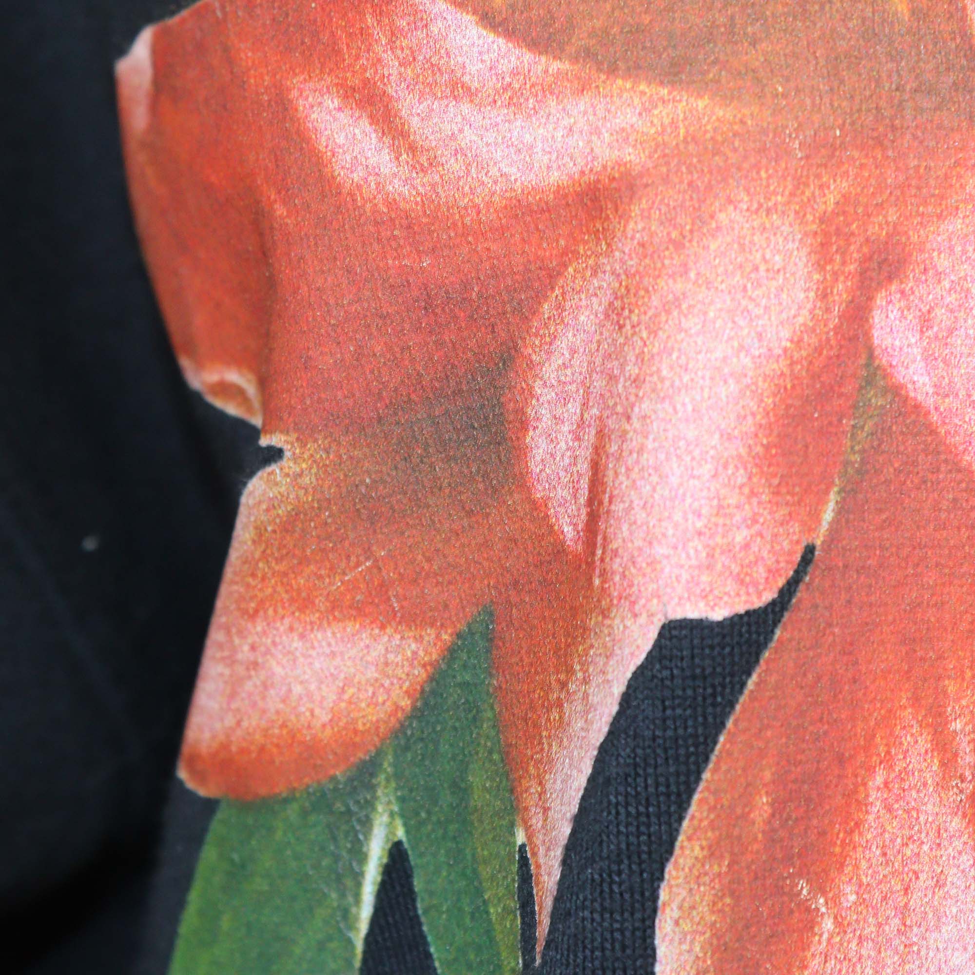 Valentino Black Rose Print Cotton Knit Crew Neck Sweatshirt