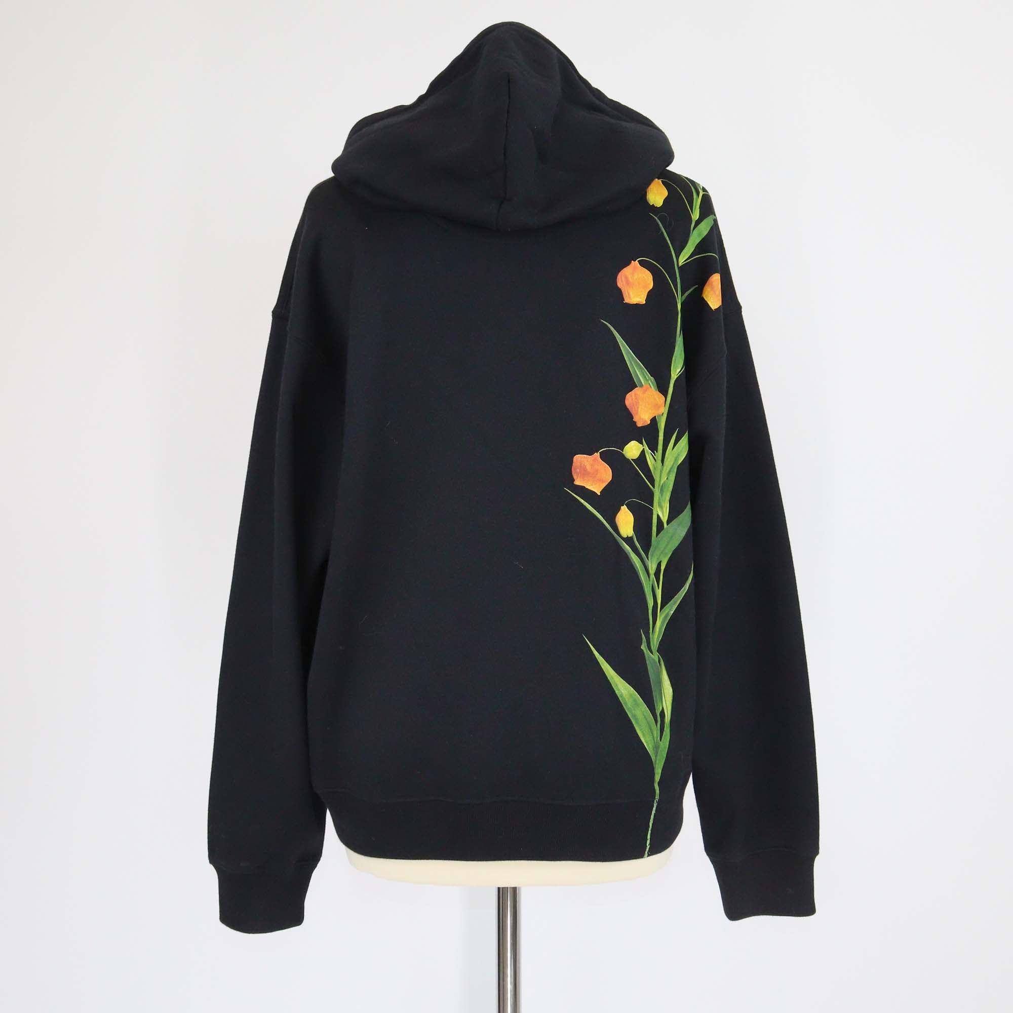 Valentino Black Rose Print Cotton Knit Crew Neck Sweatshirt