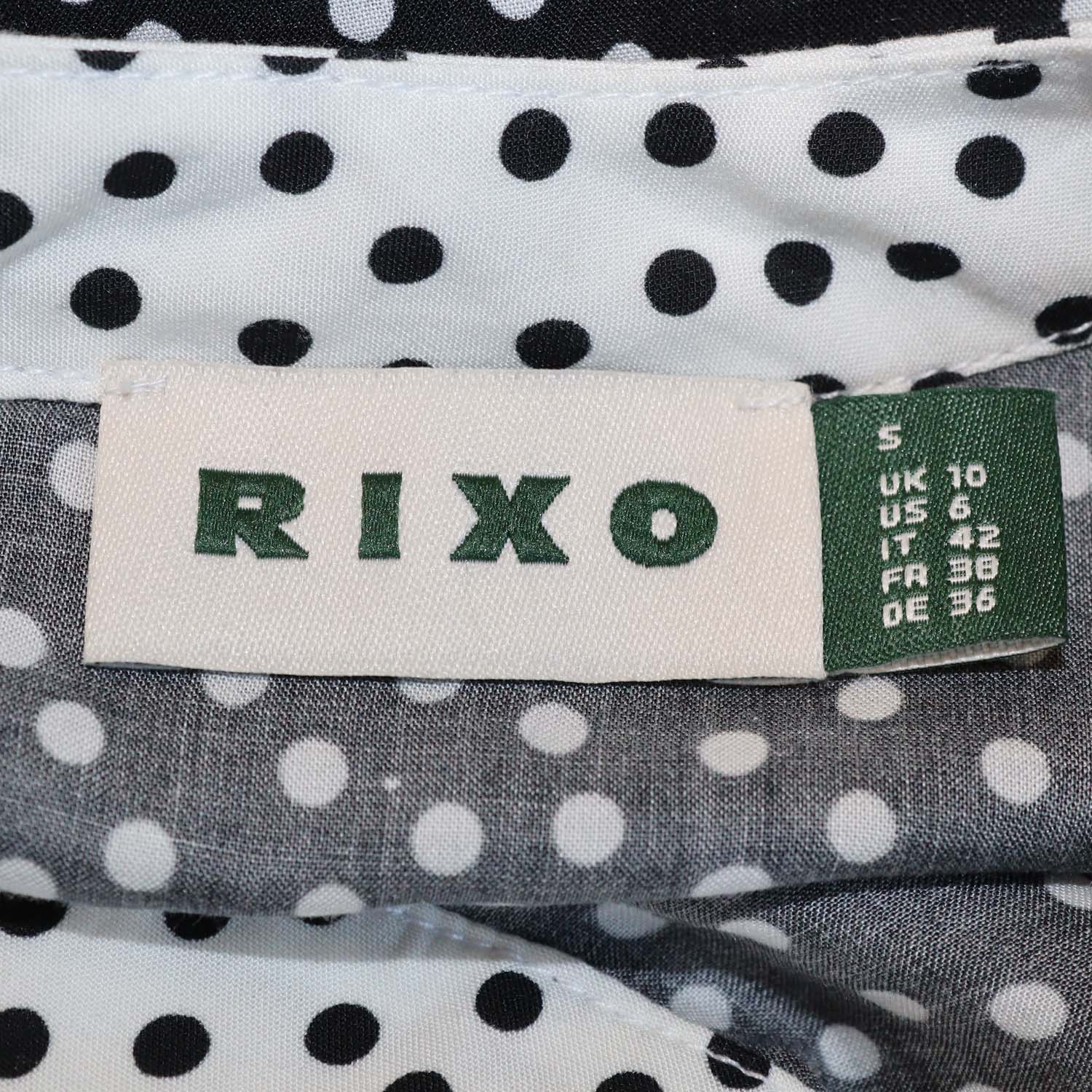 Rixio Black/Brown Viscose Polka Dot & Leopard Print Three Quarter Sleeve Maxi Dress