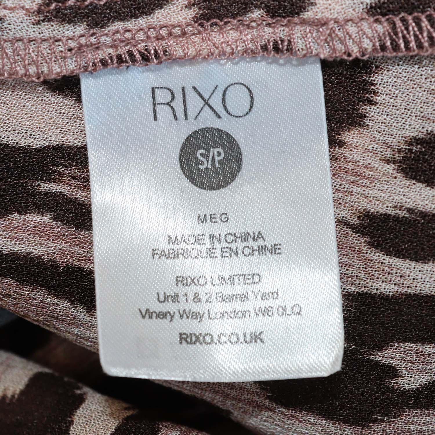 Rixio Black/Brown Viscose Polka Dot & Leopard Print Three Quarter Sleeve Maxi Dress