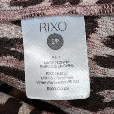 Rixio Black/Brown Viscose Polka Dot & Leopard Print Three Quarter Sleeve Maxi Dress