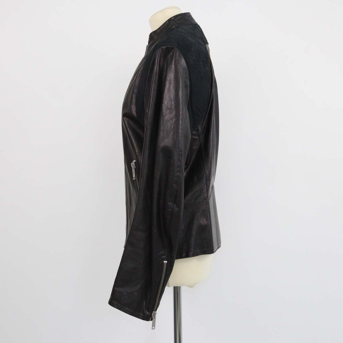 Alexander McQueen Black Leather and Nubuck Biker jacket
