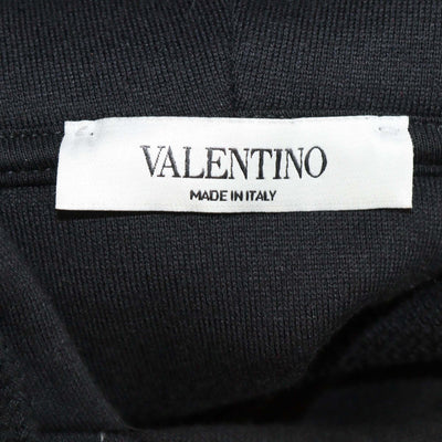 Valentino Black Rose Print Cotton Knit Crew Neck Sweatshirt