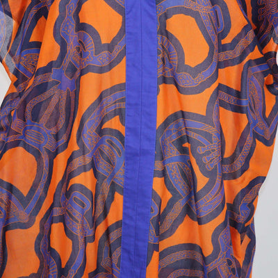 Hermes Blue/Orange Coton Fantaisie d'Étriers Kaftan