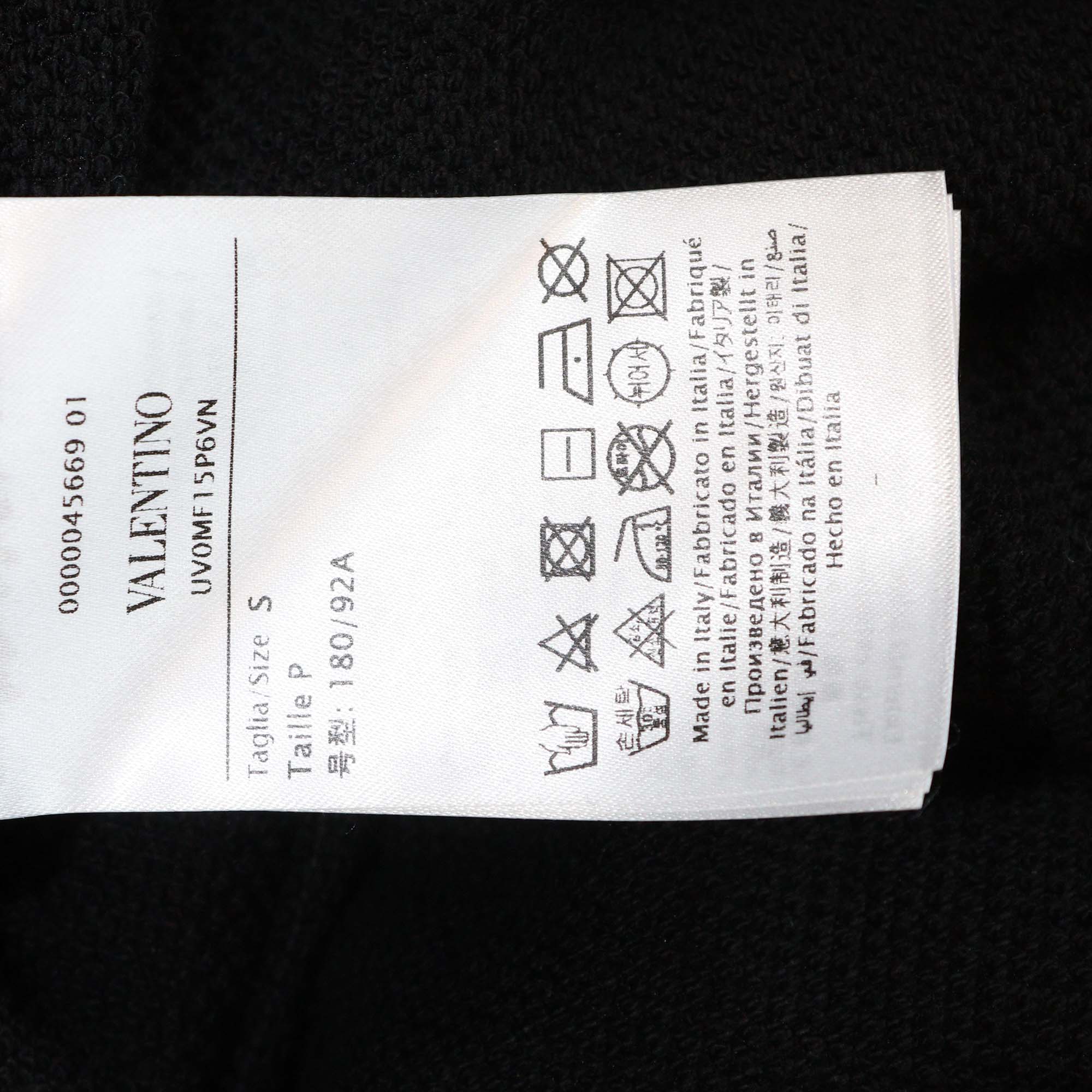 Valentino Black Rose Print Cotton Knit Crew Neck Sweatshirt