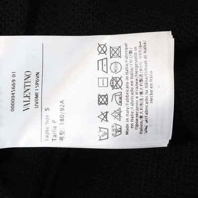 Valentino Black Rose Print Cotton Knit Crew Neck Sweatshirt