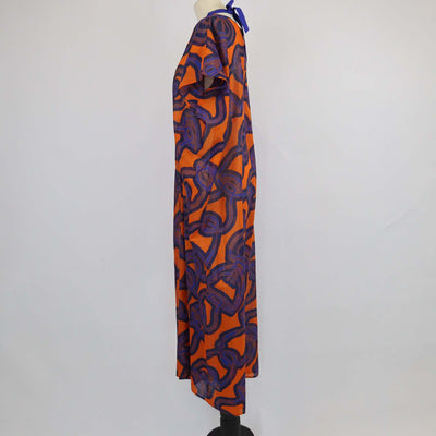 Hermes Blue/Orange Coton Fantaisie d'Étriers Kaftan