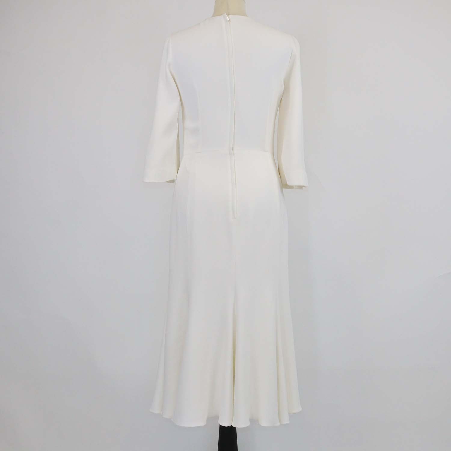 Dolce & Gabbana Off White Blend Viscose Hydrangae Embellished Midi Dress